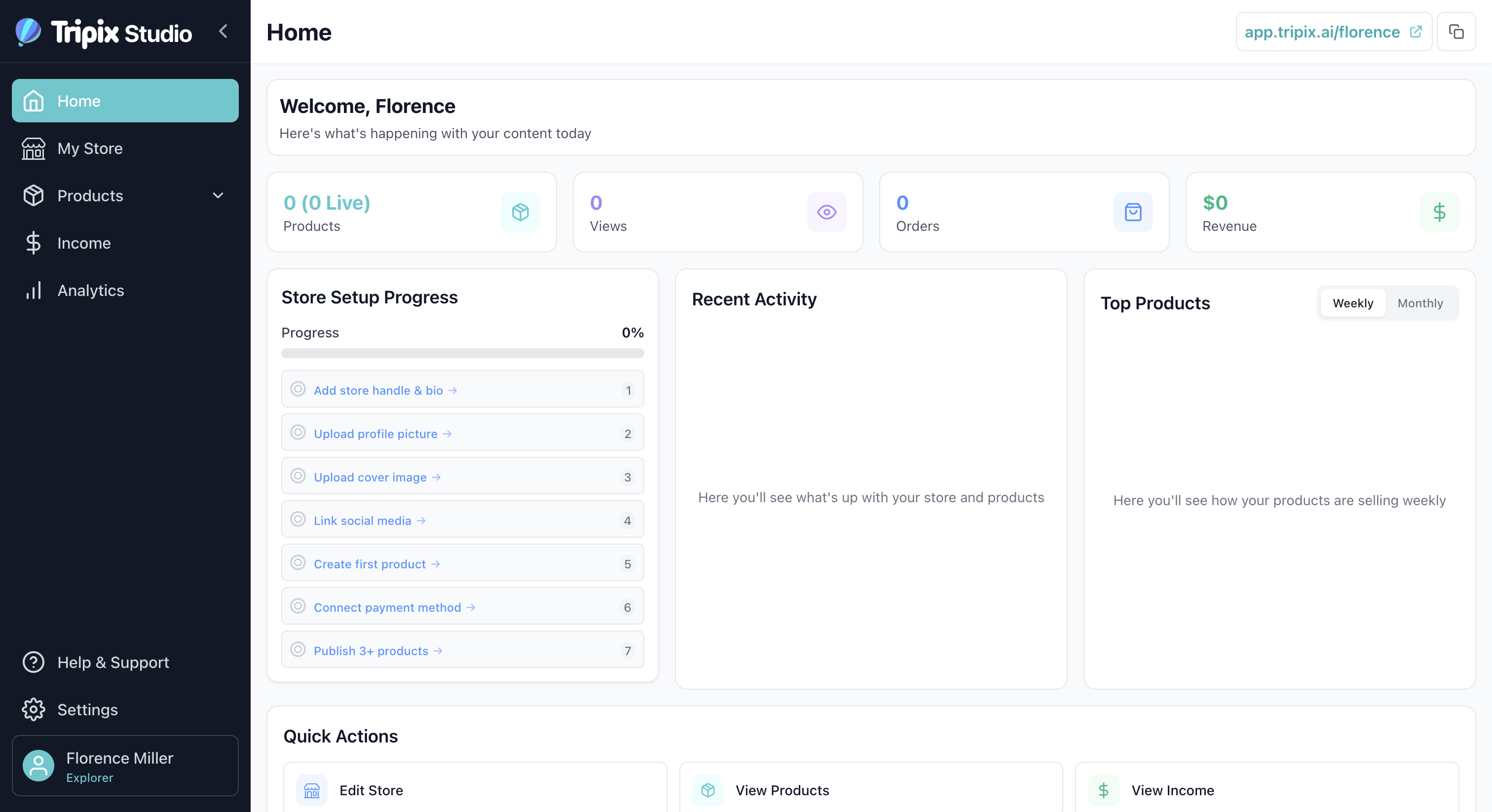 Default home page interface